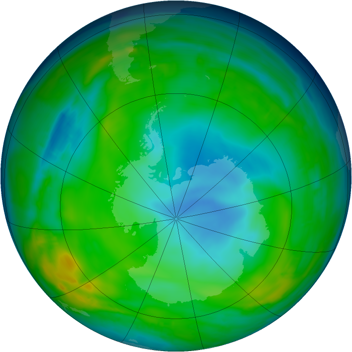 Antarctic ozone map for 13 June 2015
